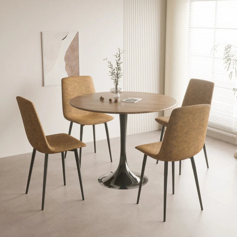 Round Dining Table, 31.5 Tulip Table Kitchen Dining Table 2-4 People with MDF Table Top & Pedestal Base, End Table