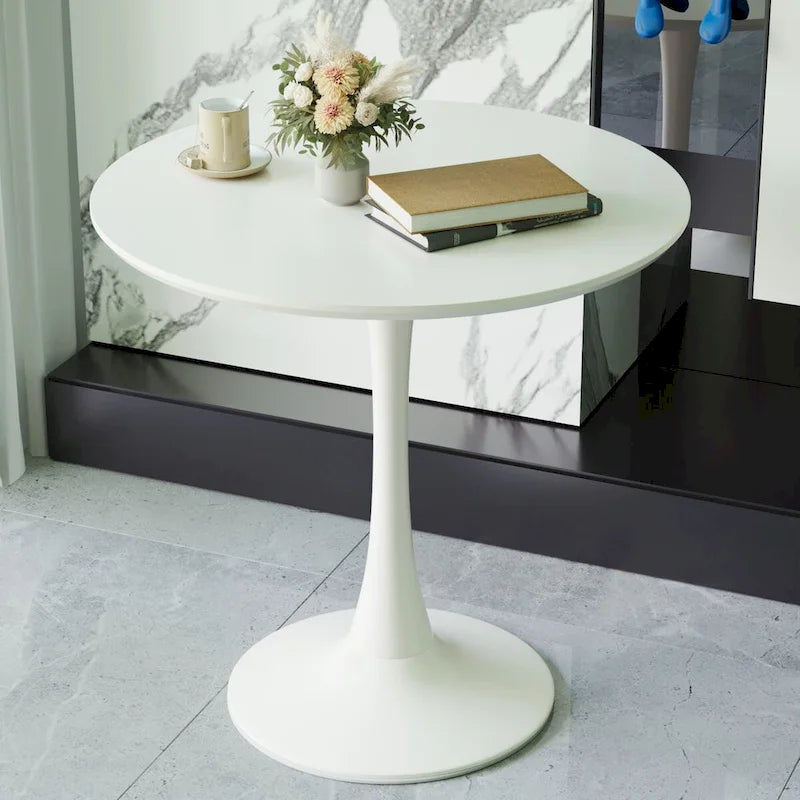 Round Dining Table, 31.5 Tulip Table Kitchen Dining Table 2-4 People with MDF Table Top & Pedestal Base, End Table