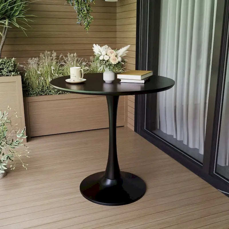 Round Dining Table, 31.5 Tulip Table Kitchen Dining Table 2-4 People with MDF Table Top & Pedestal Base, End Table