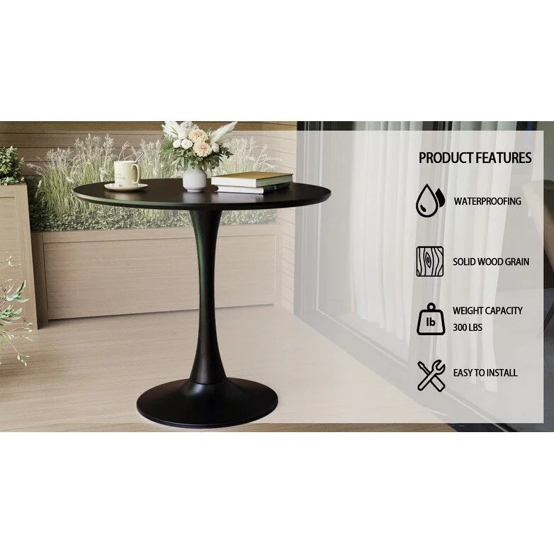 Round Dining Table, 31.5 Tulip Table Kitchen Dining Table 2-4 People with MDF Table Top & Pedestal Base, End Table