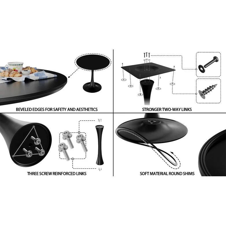 Round Dining Table, 31.5 Tulip Table Kitchen Dining Table 2-4 People with MDF Table Top & Pedestal Base, End Table