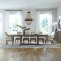 Table photo - Brown 7 Piece Trestle Table Set