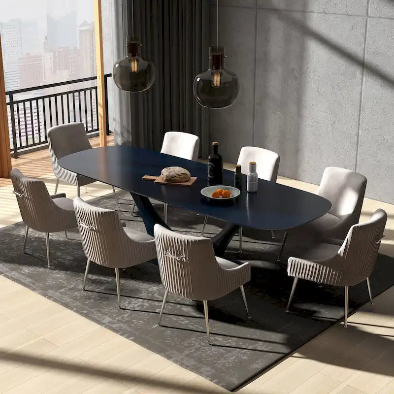 SEYNAR Modern Glam Velvet Dining Chair Set of 8 for Dining Room, Tufted Vanity Chair for Living Room (no table)