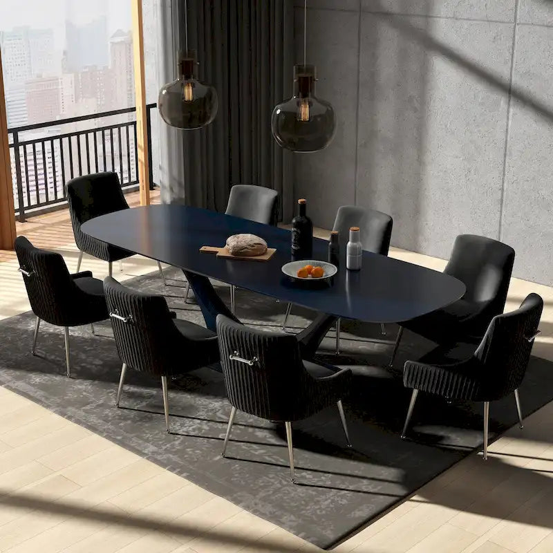 SEYNAR Modern Glam Velvet Dining Chair Set of 8 for Dining Room, Tufted Vanity Chair for Living Room (no table)