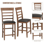 3PCS Retro Round Counter Height Drop-Leaf Table Set