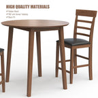 3PCS Retro Round Counter Height Drop-Leaf Table Set