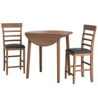 3PCS Retro Round Counter Height Drop-Leaf Table Set