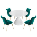 48 Light Luxury White High Gloss Large Countertop Dining Table with Velvet Dining Chair Set