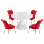 48 Light Luxury White High Gloss Large Countertop Dining Table with Velvet Dining Chair Set