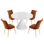 48 Light Luxury White High Gloss Large Countertop Dining Table with Velvet Dining Chair Set