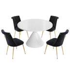 48 Light Luxury White High Gloss Large Countertop Dining Table with Velvet Dining Chair Set