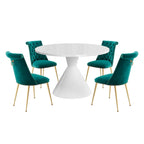 48 Light Luxury White High Gloss Large Countertop Dining Table with Velvet Dining Chair Set