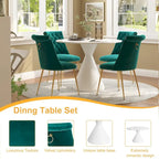 48 Light Luxury White High Gloss Large Countertop Dining Table with Velvet Dining Chair Set