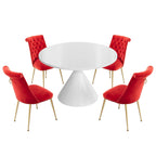 48 Light Luxury White High Gloss Large Countertop Dining Table with Velvet Dining Chair Set