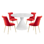 48 Light Luxury White High Gloss Large Countertop Dining Table with Velvet Dining Chair Set