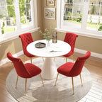 48 Light Luxury White High Gloss Large Countertop Dining Table with Velvet Dining Chair Set