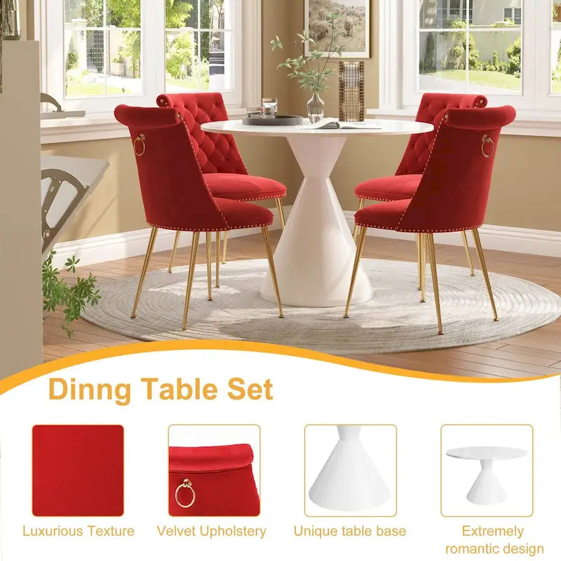 48 Light Luxury White High Gloss Large Countertop Dining Table with Velvet Dining Chair Set