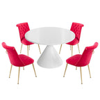 48 Light Luxury White High Gloss Large Countertop Dining Table with Velvet Dining Chair Set