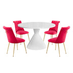 48 Light Luxury White High Gloss Large Countertop Dining Table with Velvet Dining Chair Set