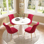 48 Light Luxury White High Gloss Large Countertop Dining Table with Velvet Dining Chair Set