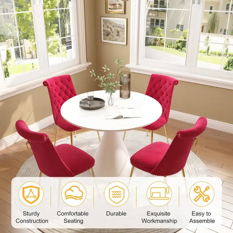 48 Light Luxury White High Gloss Large Countertop Dining Table with Velvet Dining Chair Set