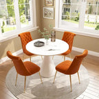 48 Light Luxury White High Gloss Large Countertop Dining Table with Velvet Dining Chair Set