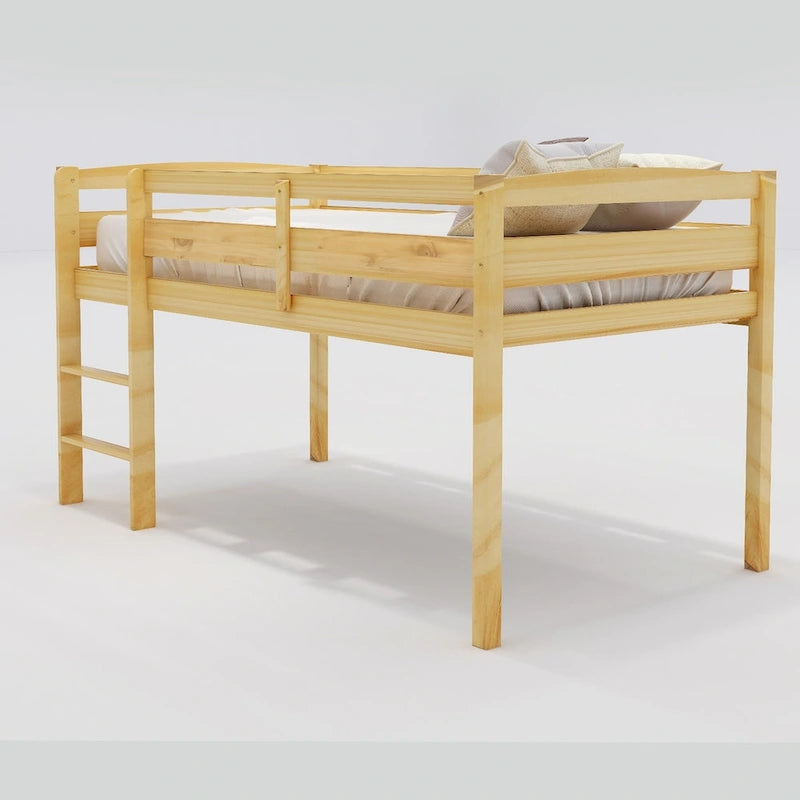 Twin Wood Loft Bed Low Loft Beds with Ladder