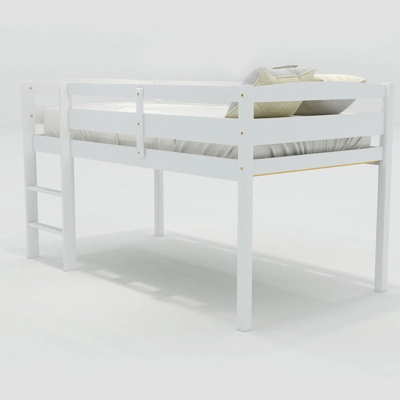 Twin Wood Loft Bed Low Loft Beds with Ladder