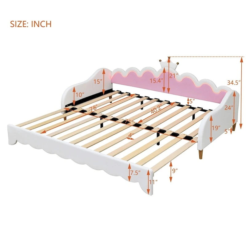 Twin Extending Daybed with LED Lights,Upholstered Princess Daybed