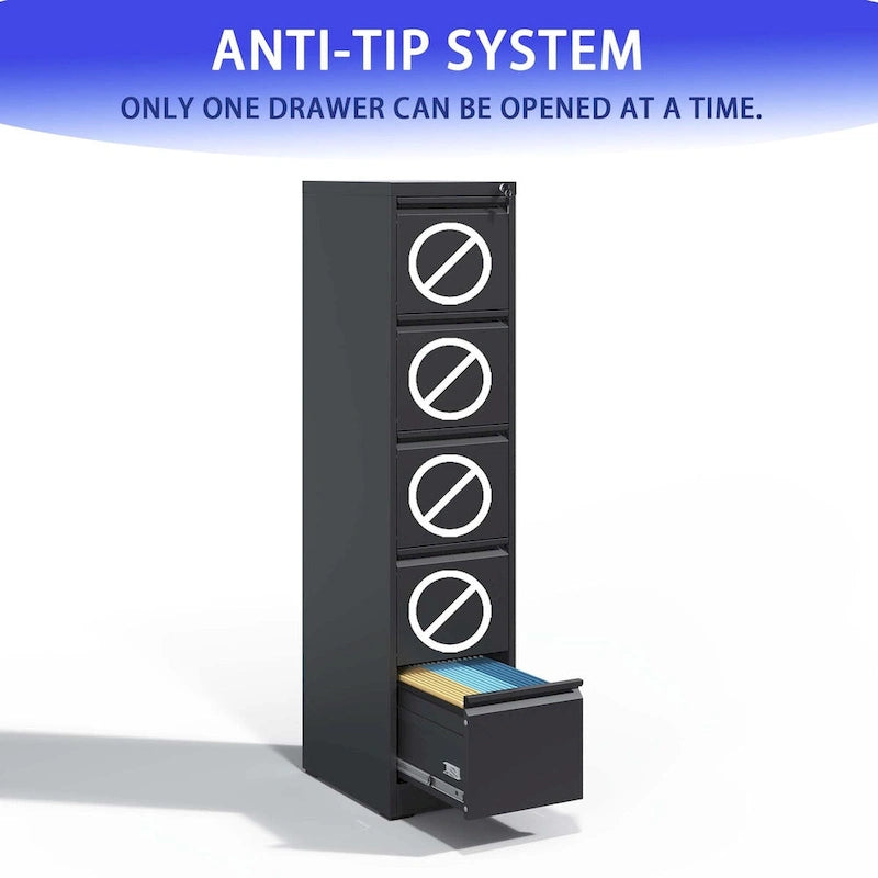 5 Drawer Metal Vertical File Cabinet with Lock