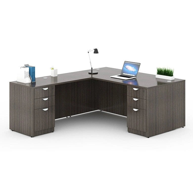 BOSS 71-inch L-Shape Corner Executive Desk with Dual File Pedestals
