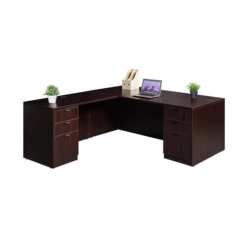 BOSS 71-inch L-Shape Corner Executive Desk with Dual File Pedestals