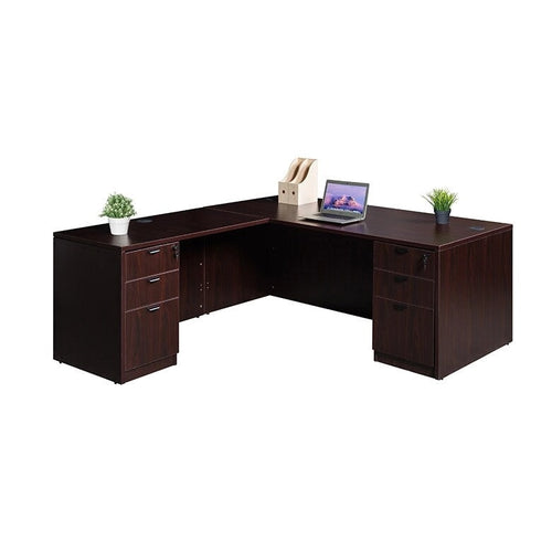 71-inch L-Shape Corner Executive Desk with Dual File Pedestals