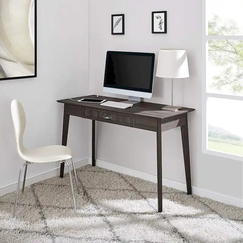 Caffoz Home Office Modern Writing Desk with Drawer and USB Hub