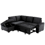 L-Shaped Corner Sectional Sofa Bed with Storage and USB Charging