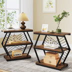 25 End Table 3-Tier Side Table with Metal Frame for Living Room Couch Side, Nightstands Bedsides Table for Bedroom