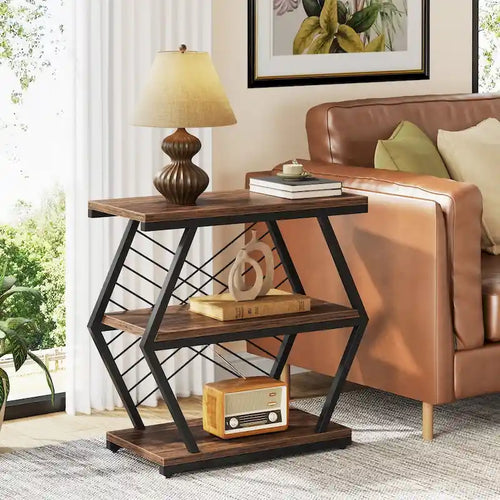 25 End Table 3-Tier Side Table with Metal Frame for Living Room Couch Side, Nightstands Bedsides Table for Bedroom