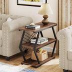 25 End Table 3-Tier Side Table with Metal Frame for Living Room Couch Side, Nightstands Bedsides Table for Bedroom