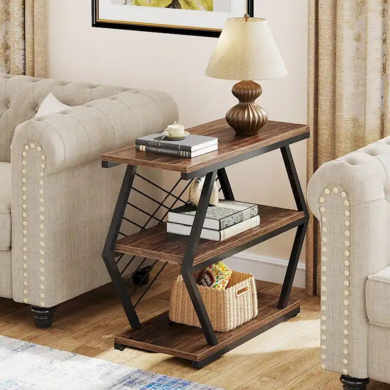 25 End Table 3-Tier Side Table with Metal Frame for Living Room Couch Side, Nightstands Bedsides Table for Bedroom