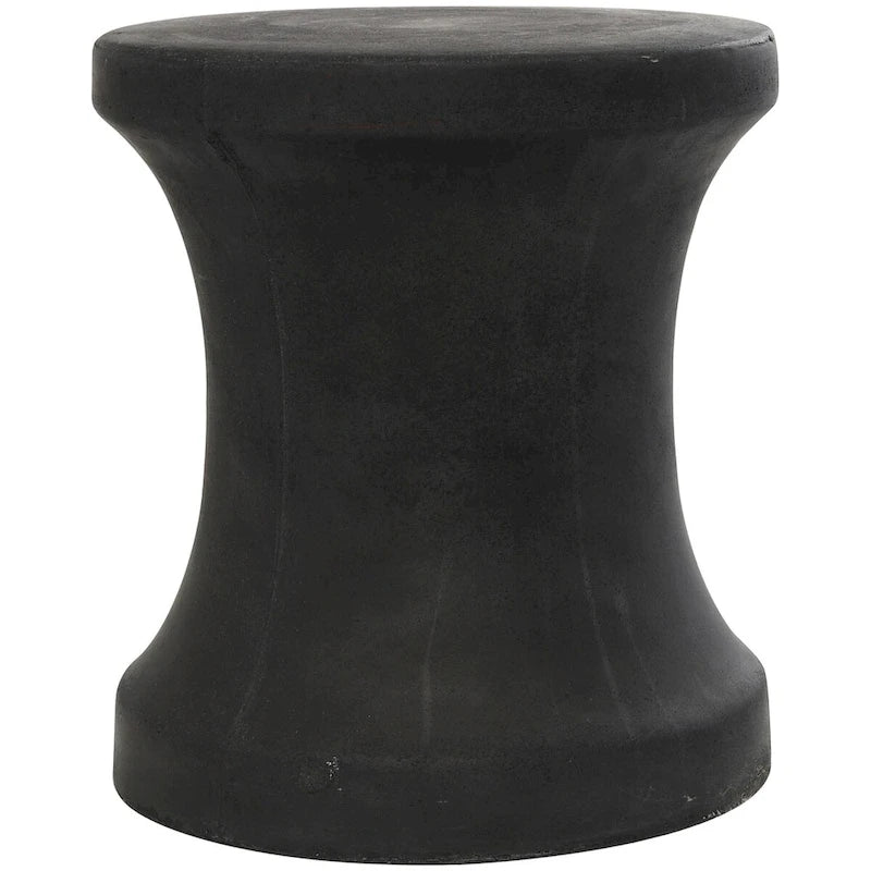 Fiberclay Ceramic Distressed Hourglass Outdoor Accent Table - White or Black - Roche River Decor