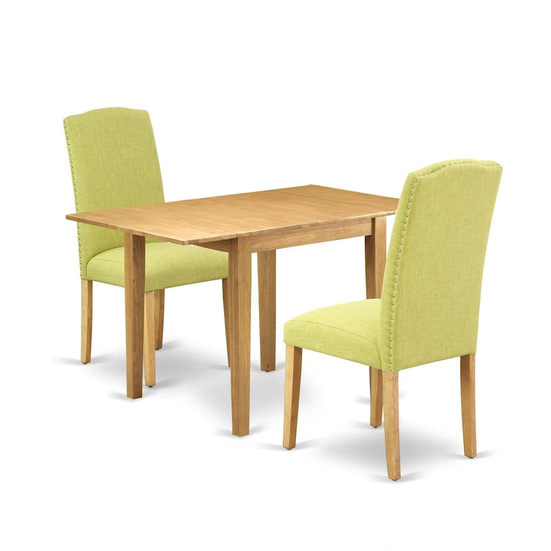 East West Furniture Dining Room Furniture Set- a Rectangle Dining Table and Limelight Linen Fabric Chairs, Oak (Pieces Option)