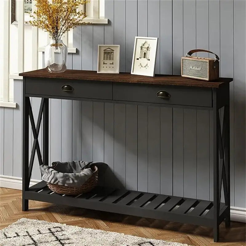 47 Farmhouse Console Table with Drawer for Entryway - 11.8D x 47.19W x 31.5H