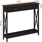 47 Farmhouse Console Table with Drawer for Entryway - 11.8D x 47.19W x 31.5H