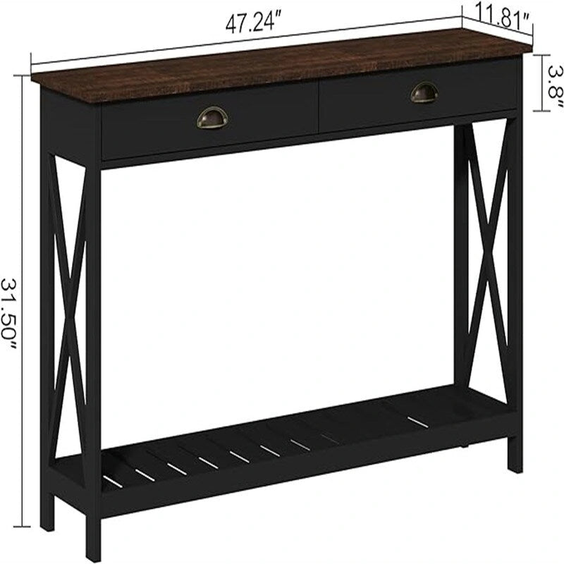 47 Farmhouse Console Table with Drawer for Entryway - 11.8D x 47.19W x 31.5H