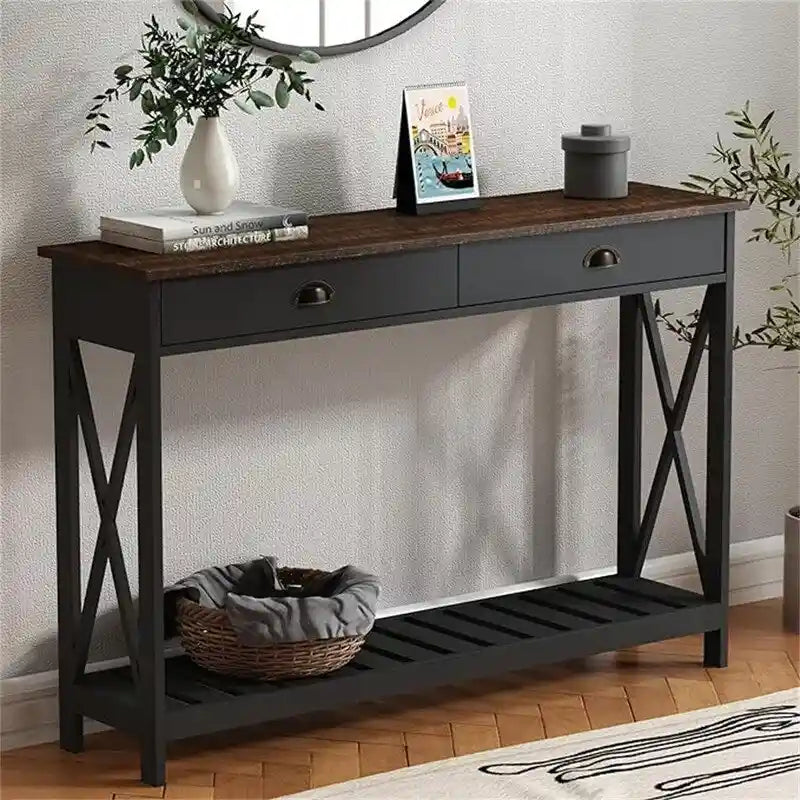47 Farmhouse Console Table with Drawer for Entryway - 11.8D x 47.19W x 31.5H