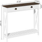 47 Farmhouse Console Table with Drawer for Entryway - 11.8D x 47.19W x 31.5H