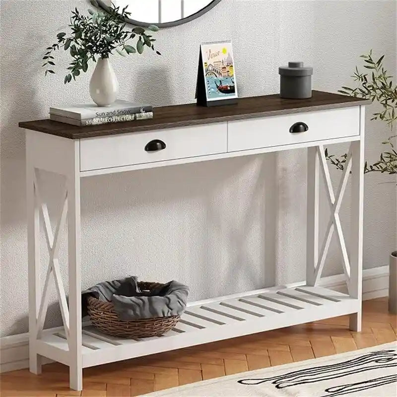 47 Farmhouse Console Table with Drawer for Entryway - 11.8D x 47.19W x 31.5H
