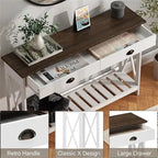 47 Farmhouse Console Table with Drawer for Entryway - 11.8D x 47.19W x 31.5H