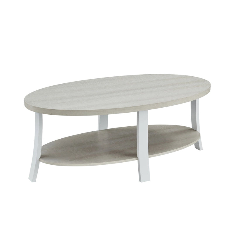 Contemporary Oval Wood Shelf Coffee Table