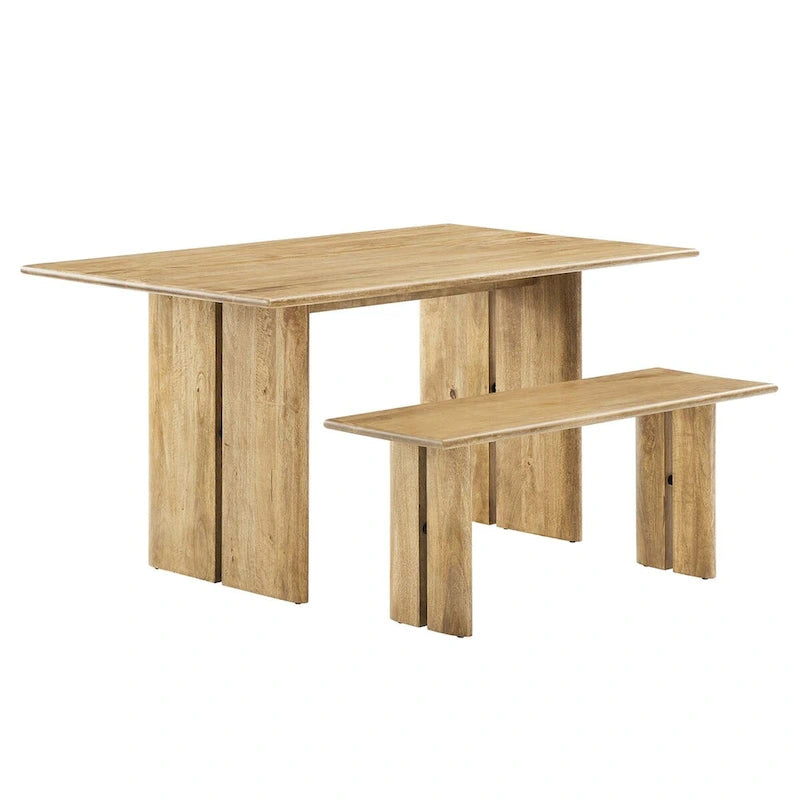 Amistad 60 Wood Dining Table and Bench Set